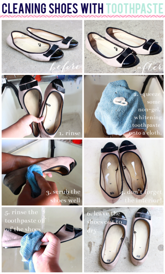 diy: cleaning shoes with toothpaste