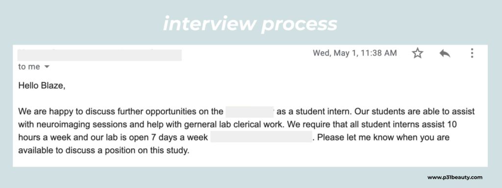 interview for undergraduate research position